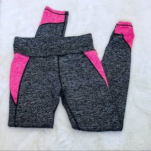DNLA Gray and Pink Colorblock Leggings